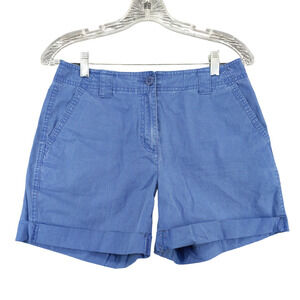 Talbots Womens Stretch Chino Shorts Blue Size 4 Slash Pockets Cotton